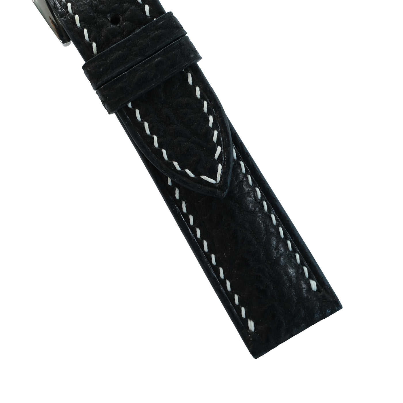 Flat Black Cowhide Leather Watch Strap