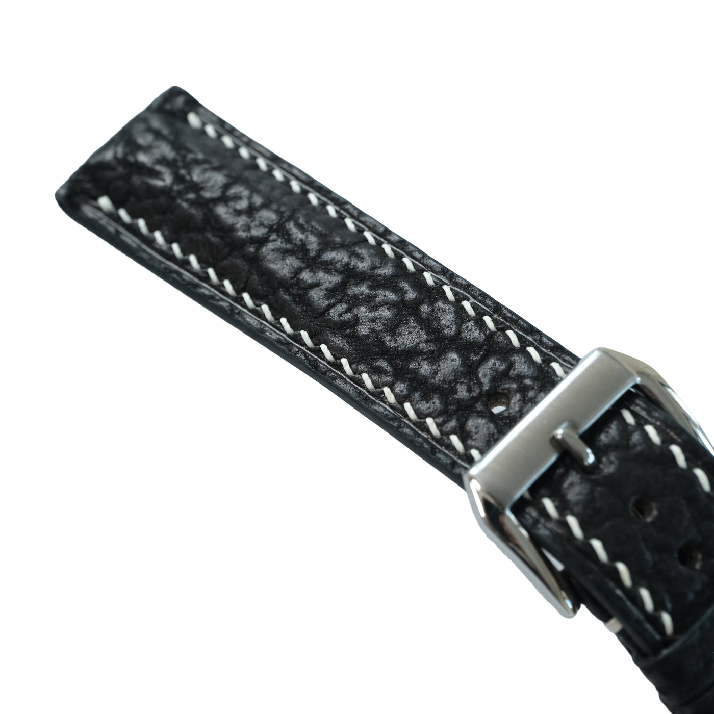 Flat Black Cowhide Leather Watch Strap
