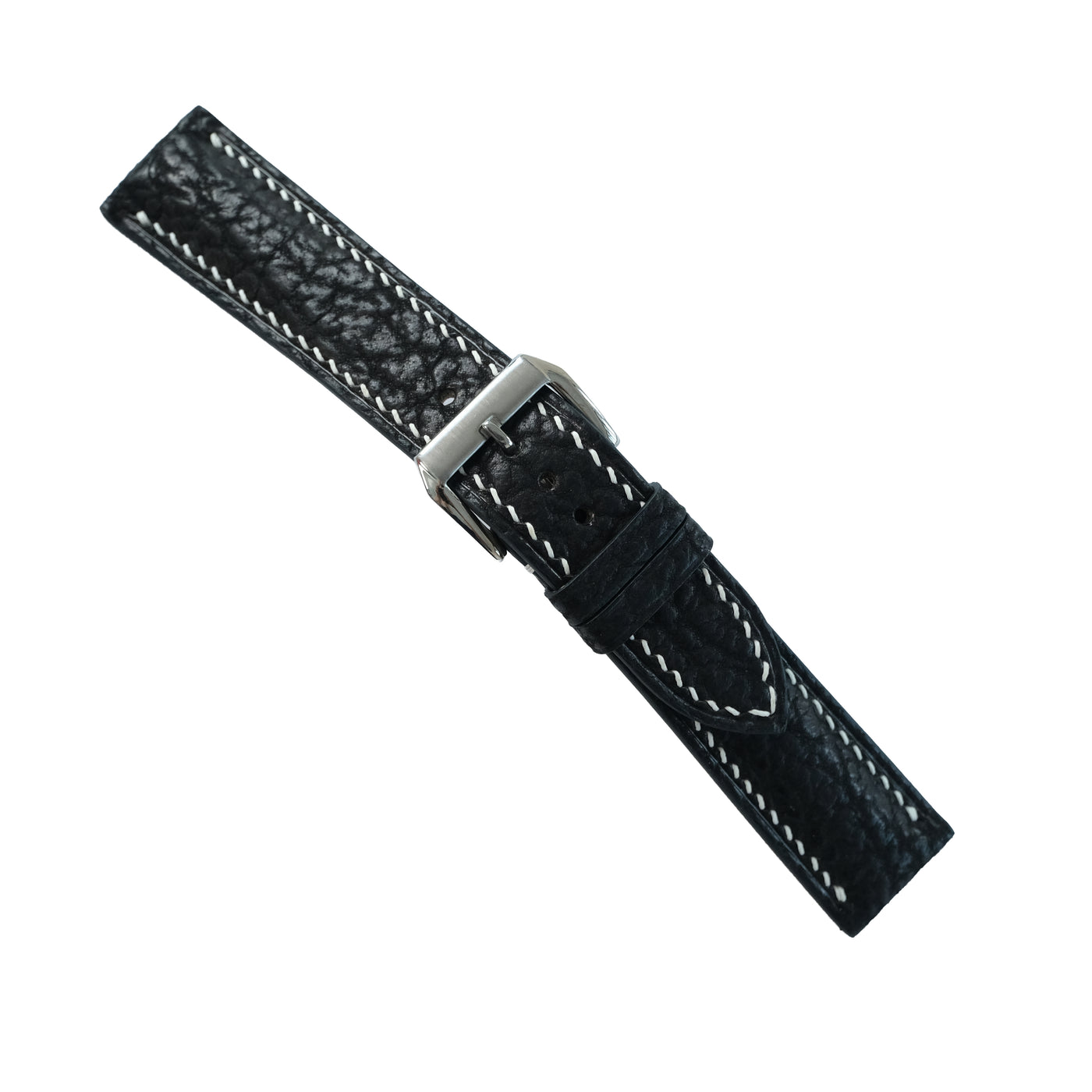 Flat Black Cowhide Leather Watch Strap