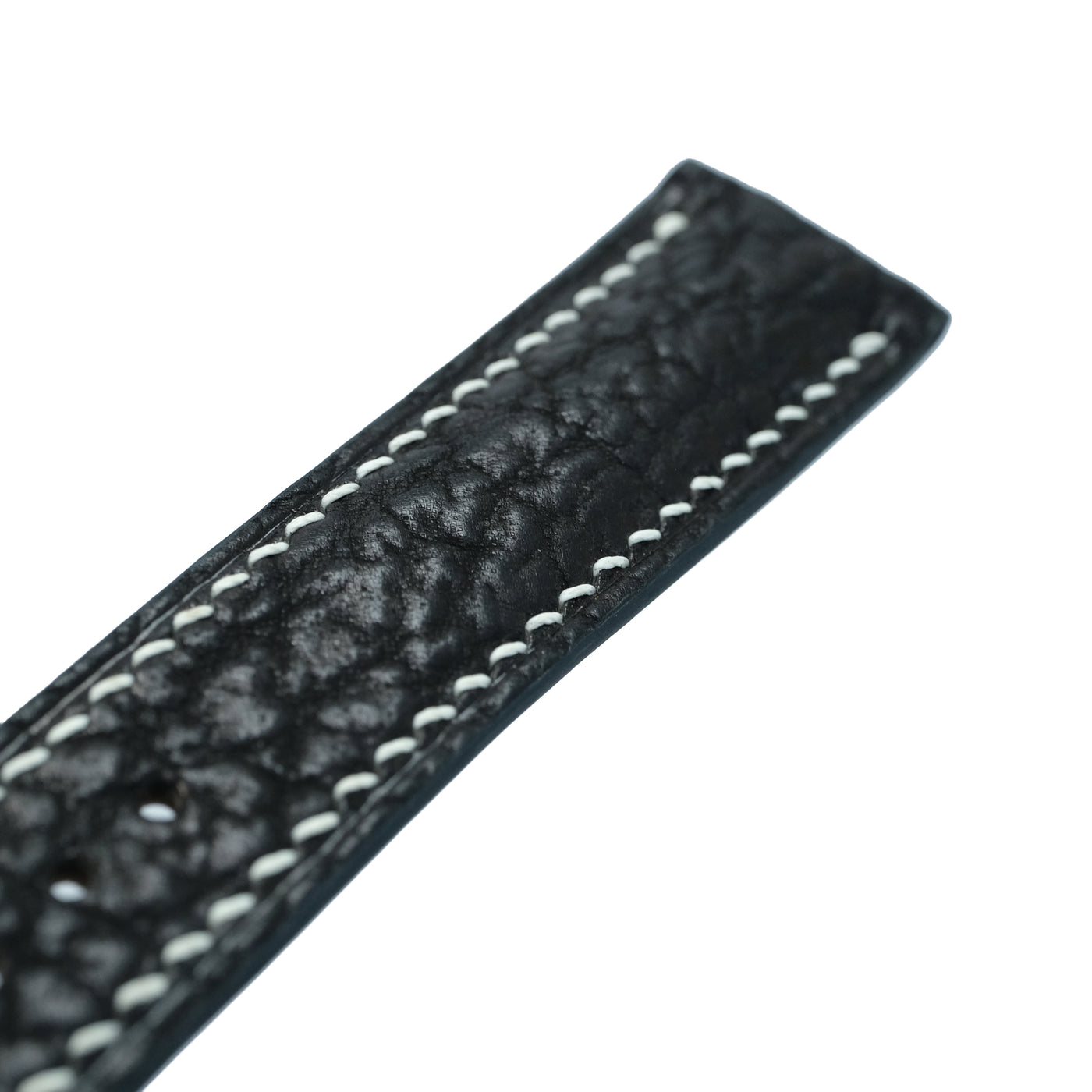 Flat Black Cowhide Leather Watch Strap