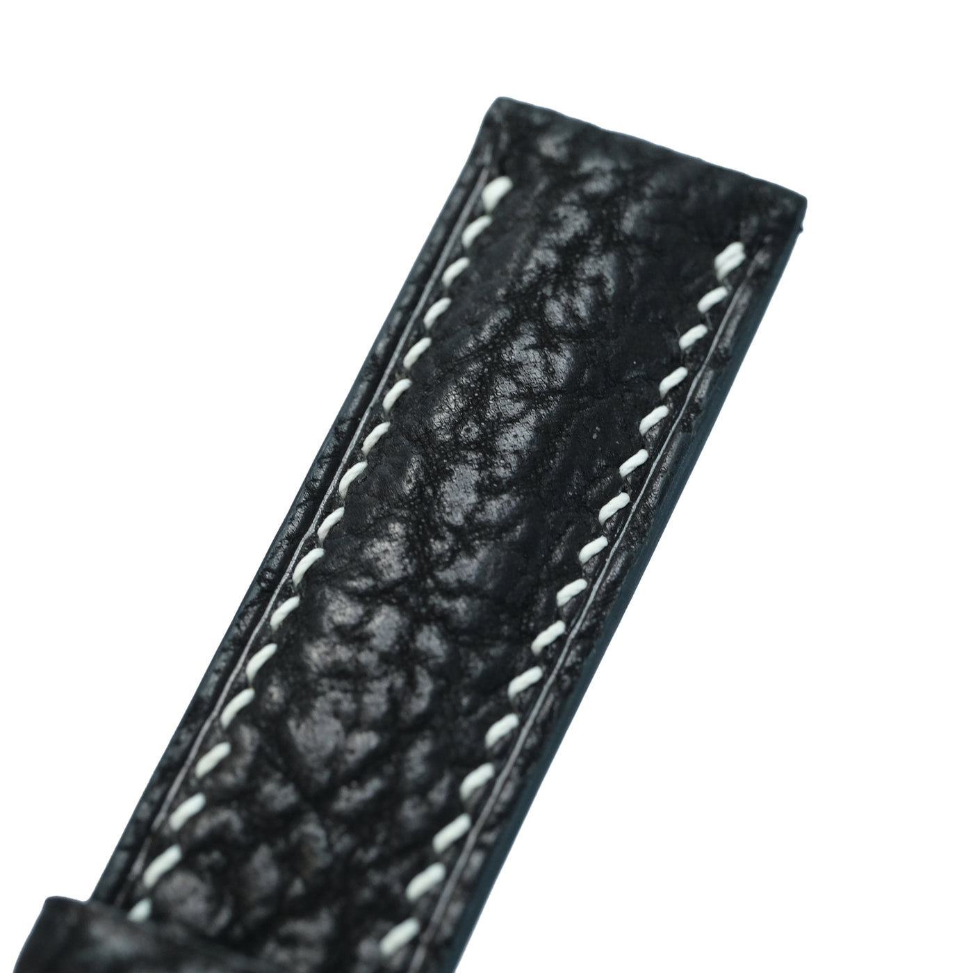 Flat Black Cowhide Leather Watch Strap