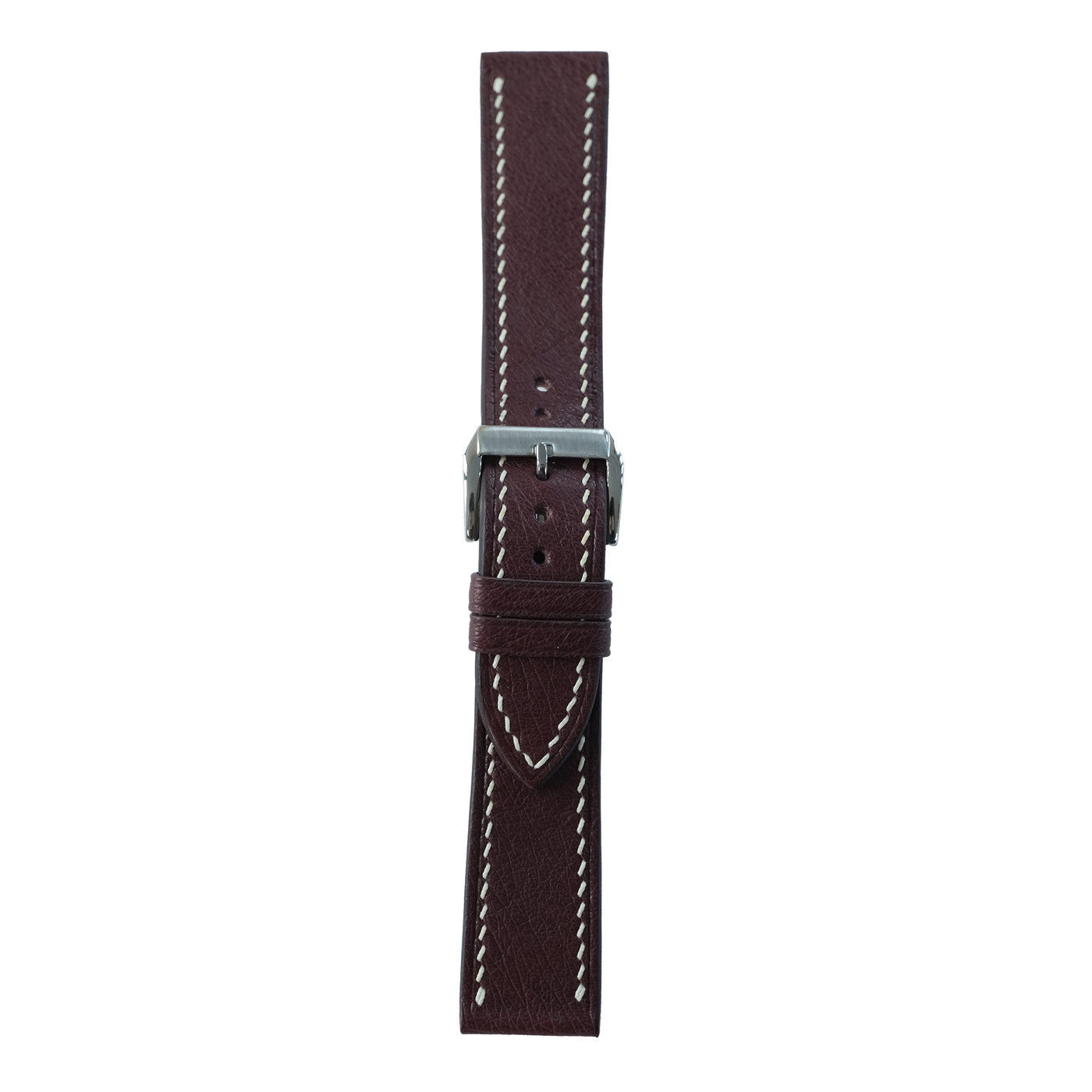 Flat Burgundy Cowhide Slim Leather Watch Strap