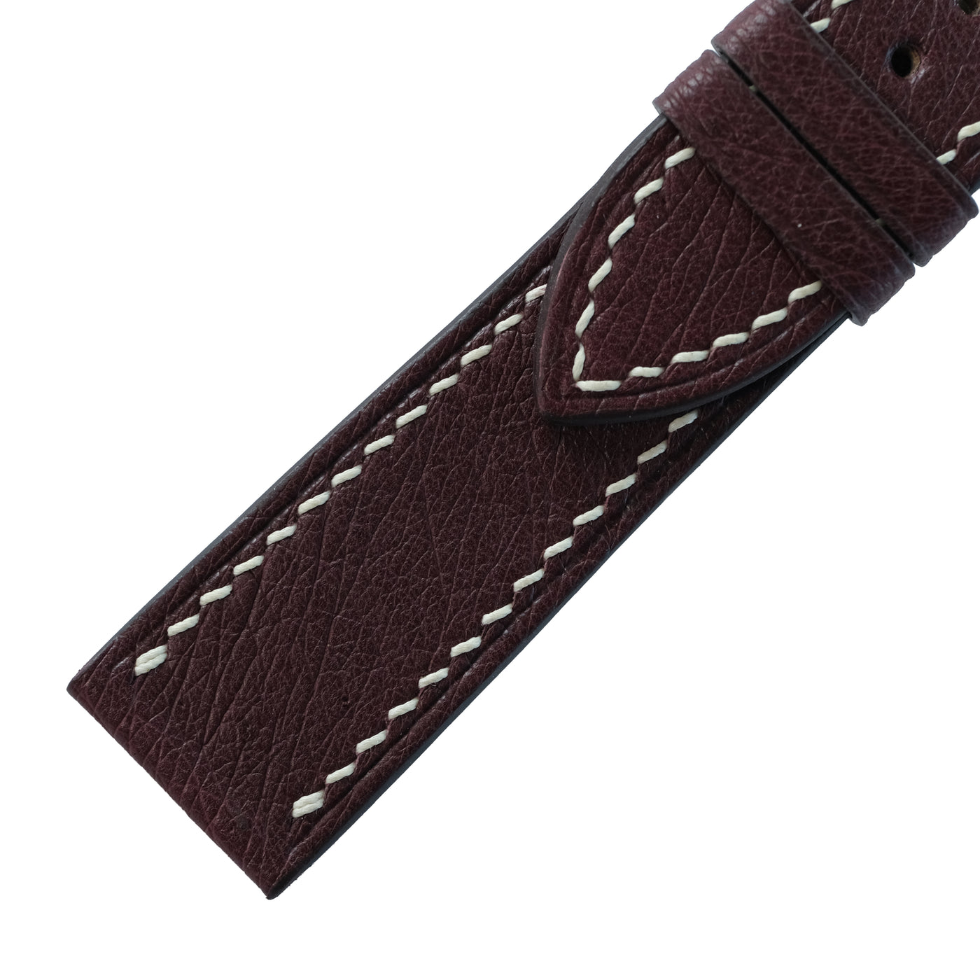 Flat Burgundy Cowhide Slim Leather Watch Strap