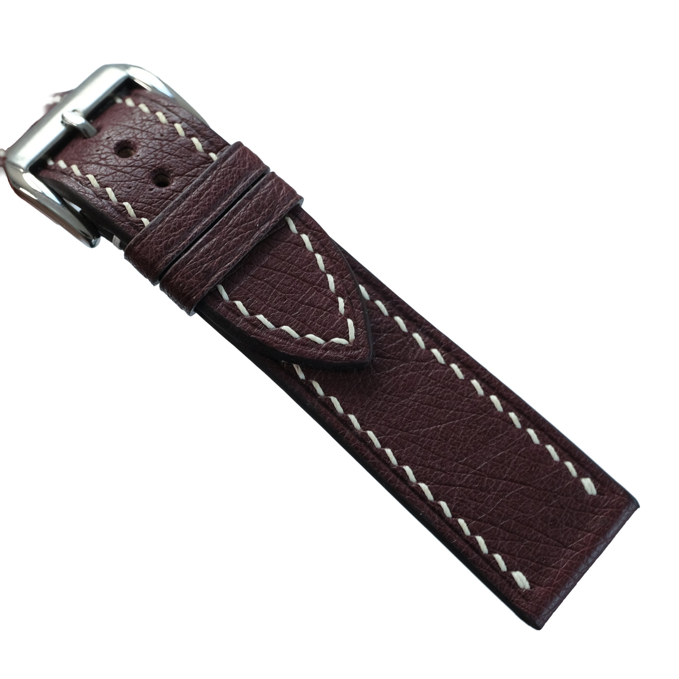 Flat Burgundy Cowhide Slim Leather Watch Strap