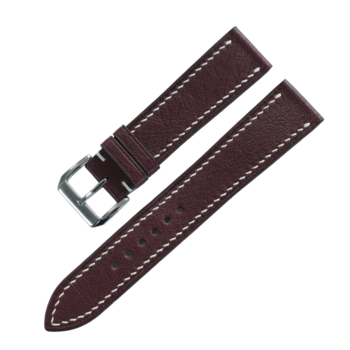 Flat Burgundy Cowhide Slim Leather Watch Strap
