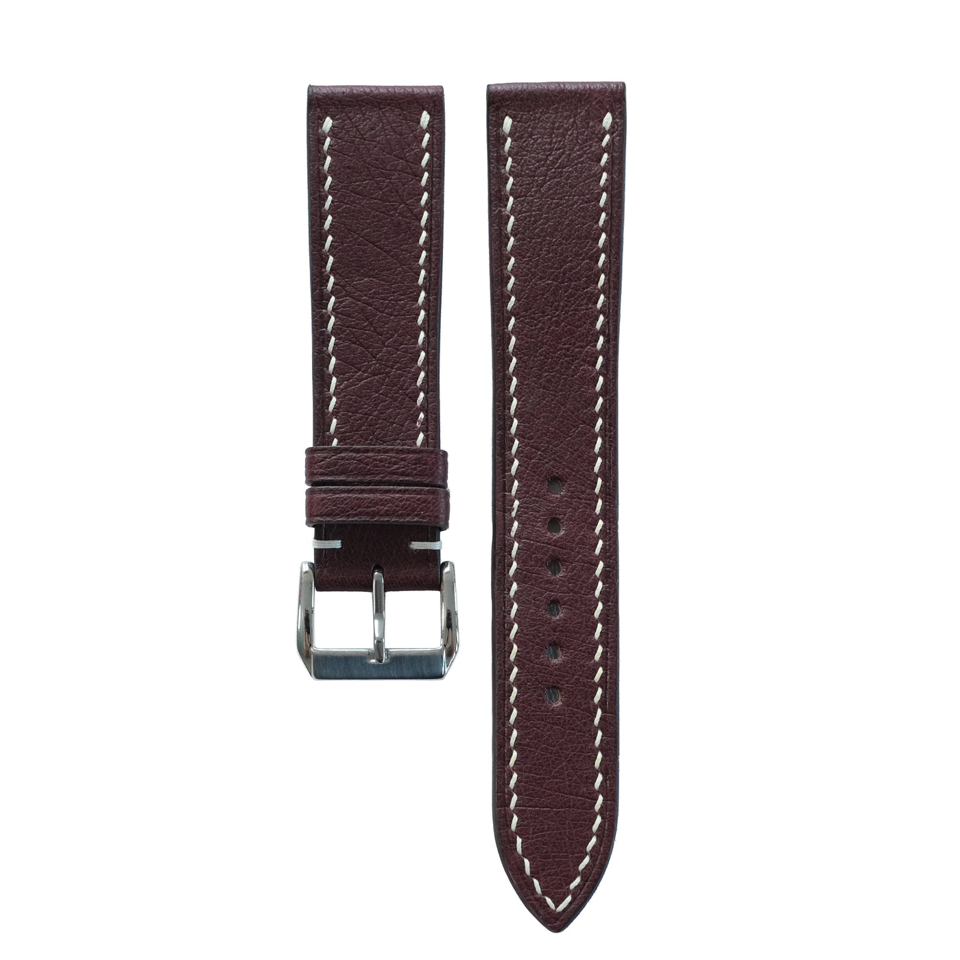 Flat Burgundy Cowhide Slim Leather Watch Strap