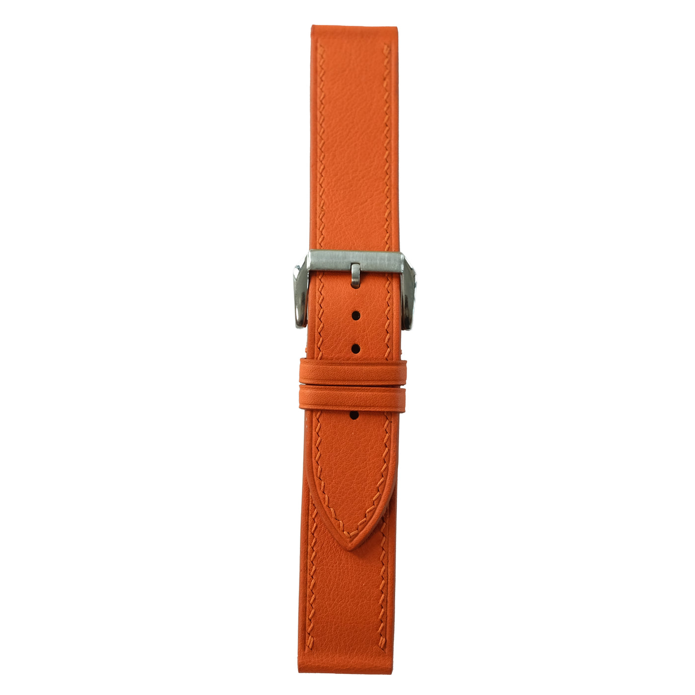Flat Orange Cowhide Leather Watch Strap