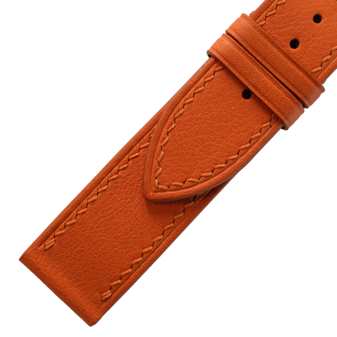 Flat Orange Cowhide Leather Watch Strap