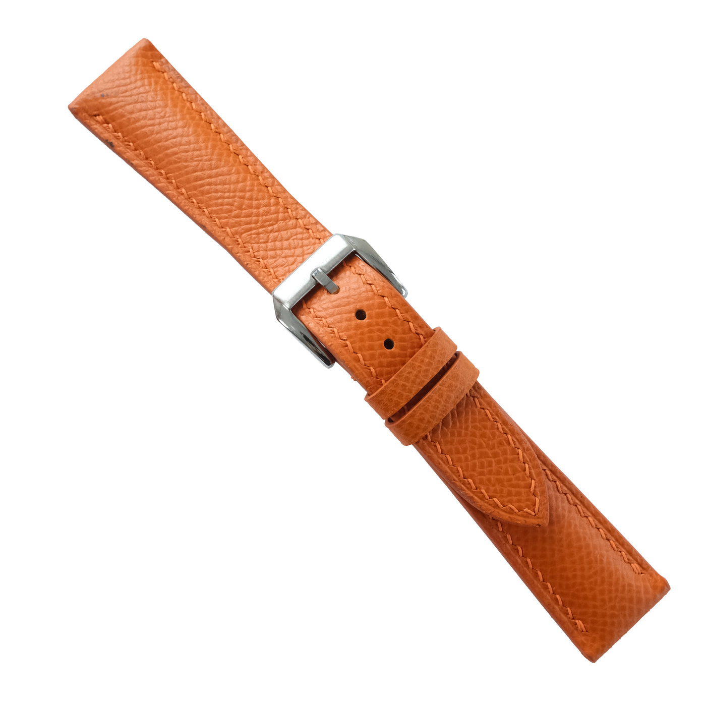 Flat Orange Epsom Calfskin Leather Watch Strap