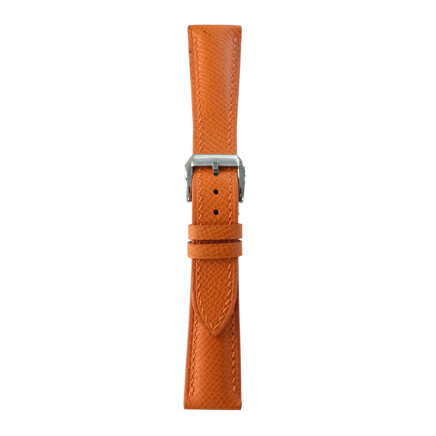 Flat Orange Epsom Calfskin Leather Watch Strap