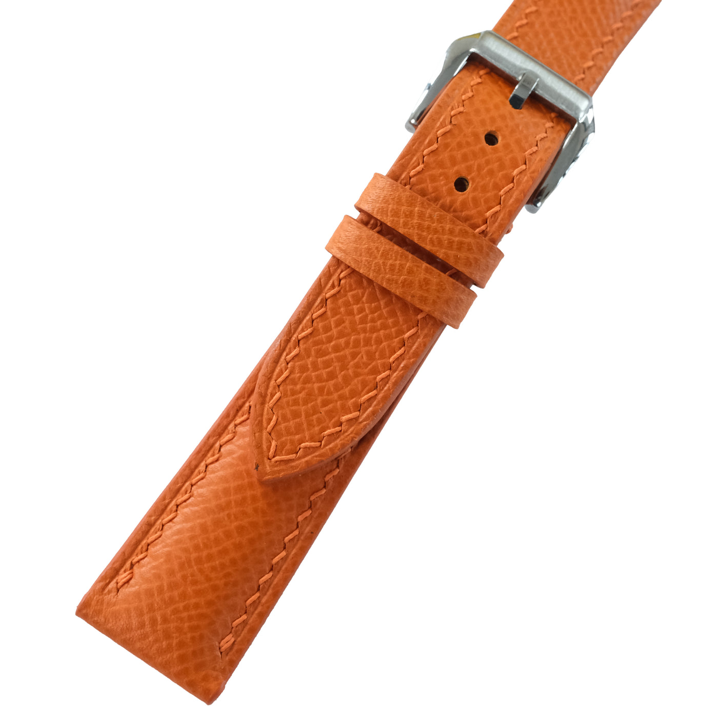 Flat Orange Epsom Calfskin Leather Watch Strap