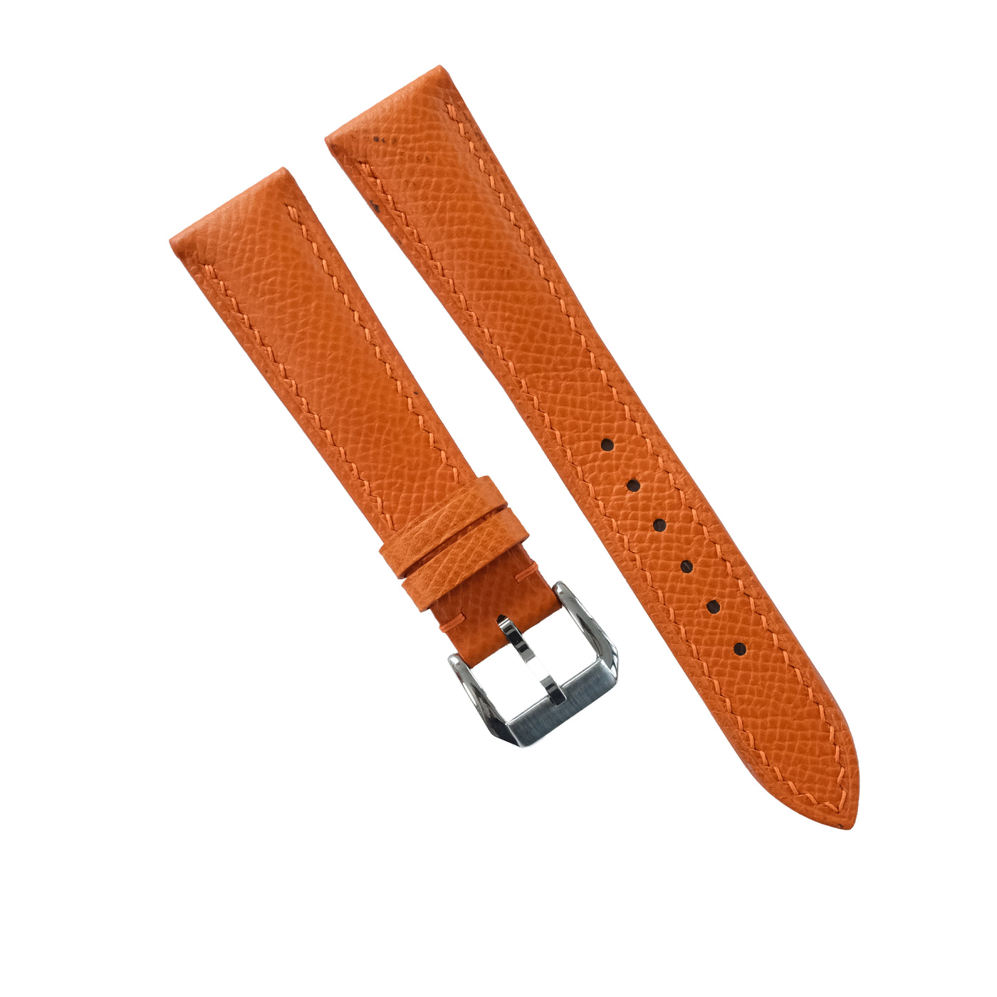 Flat Orange Epsom Calfskin Leather Watch Strap