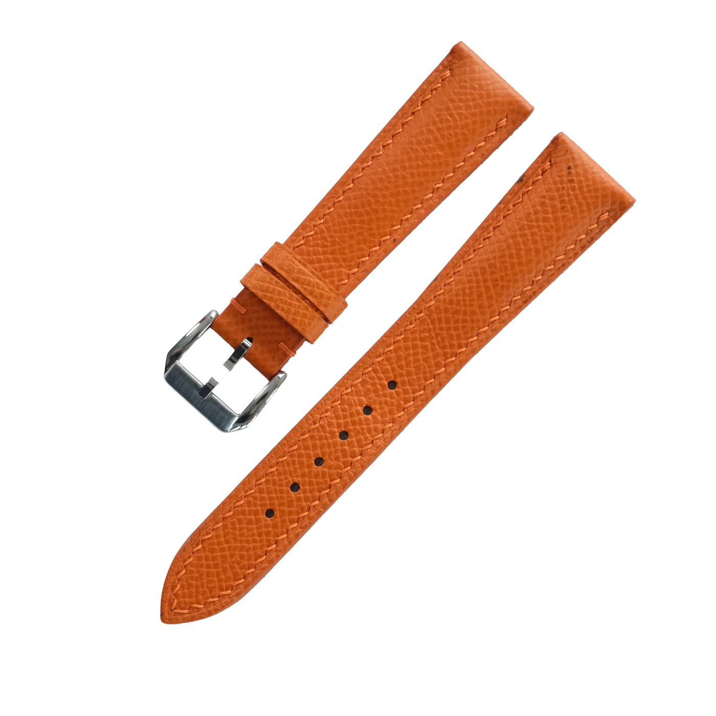 Flat Orange Epsom Calfskin Leather Watch Strap