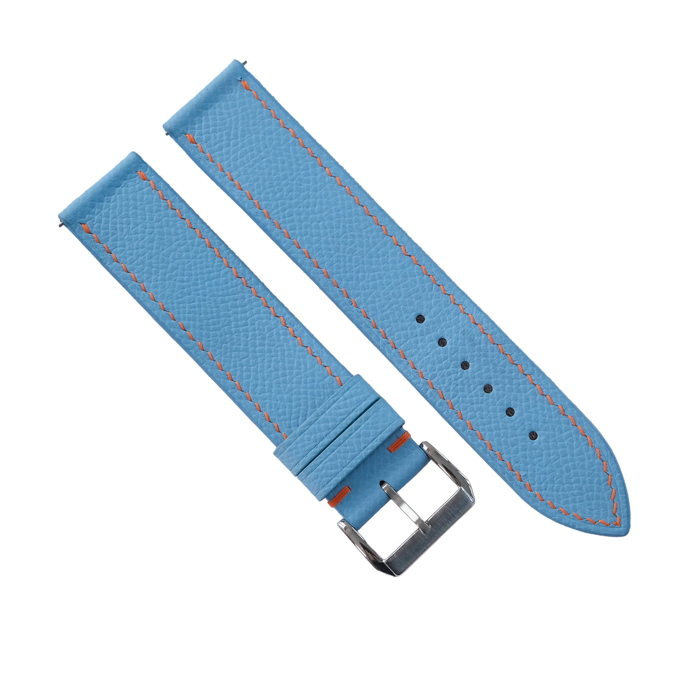 Flat Sky Blue Epsom Calfskin Leather Watch Strap