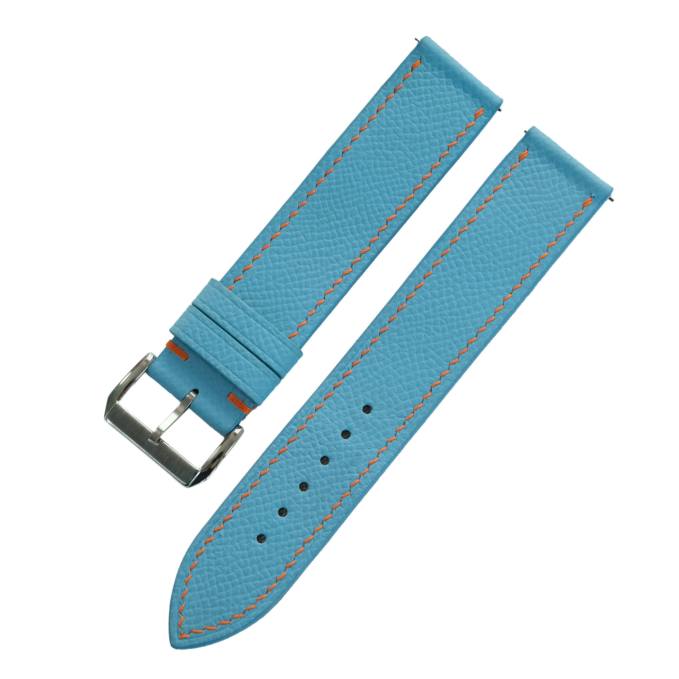 Flat Sky Blue Epsom Calfskin Leather Watch Strap