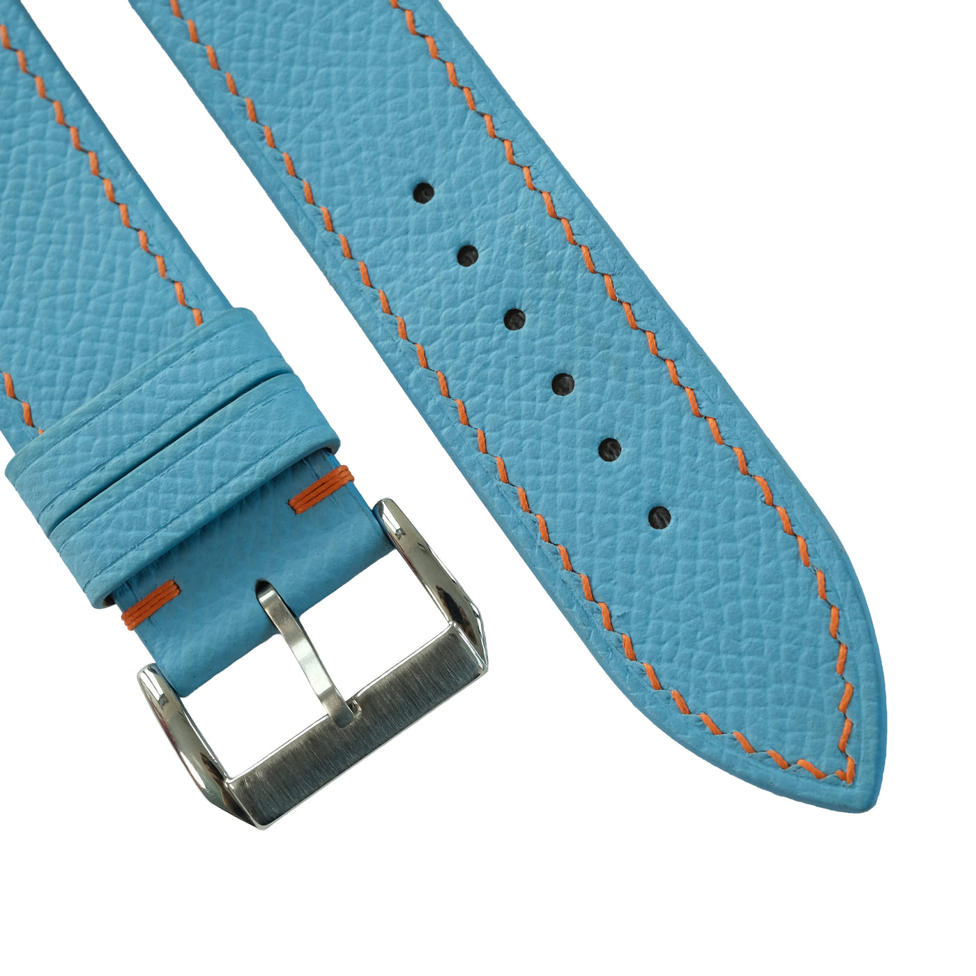 Flat Sky Blue Epsom Calfskin Leather Watch Strap