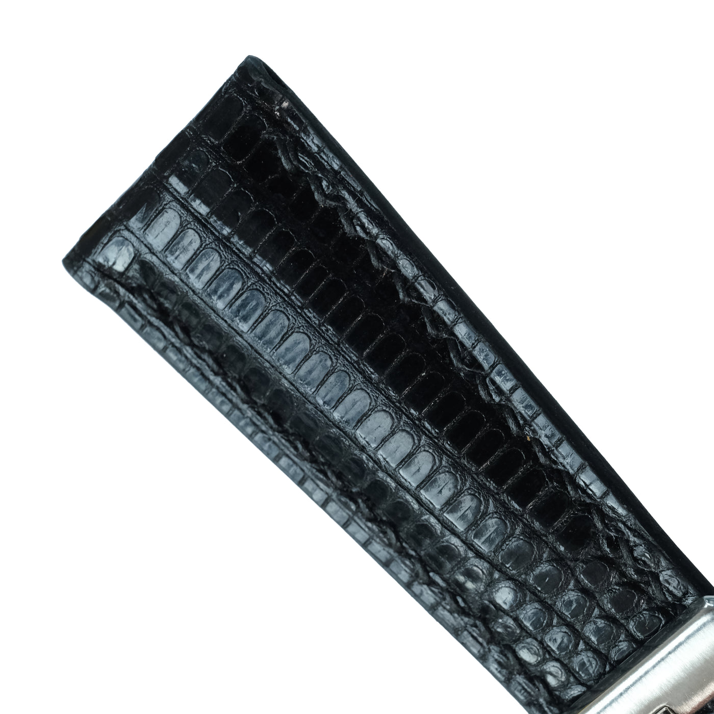 Flat Black Lizard Leather Watch Strap