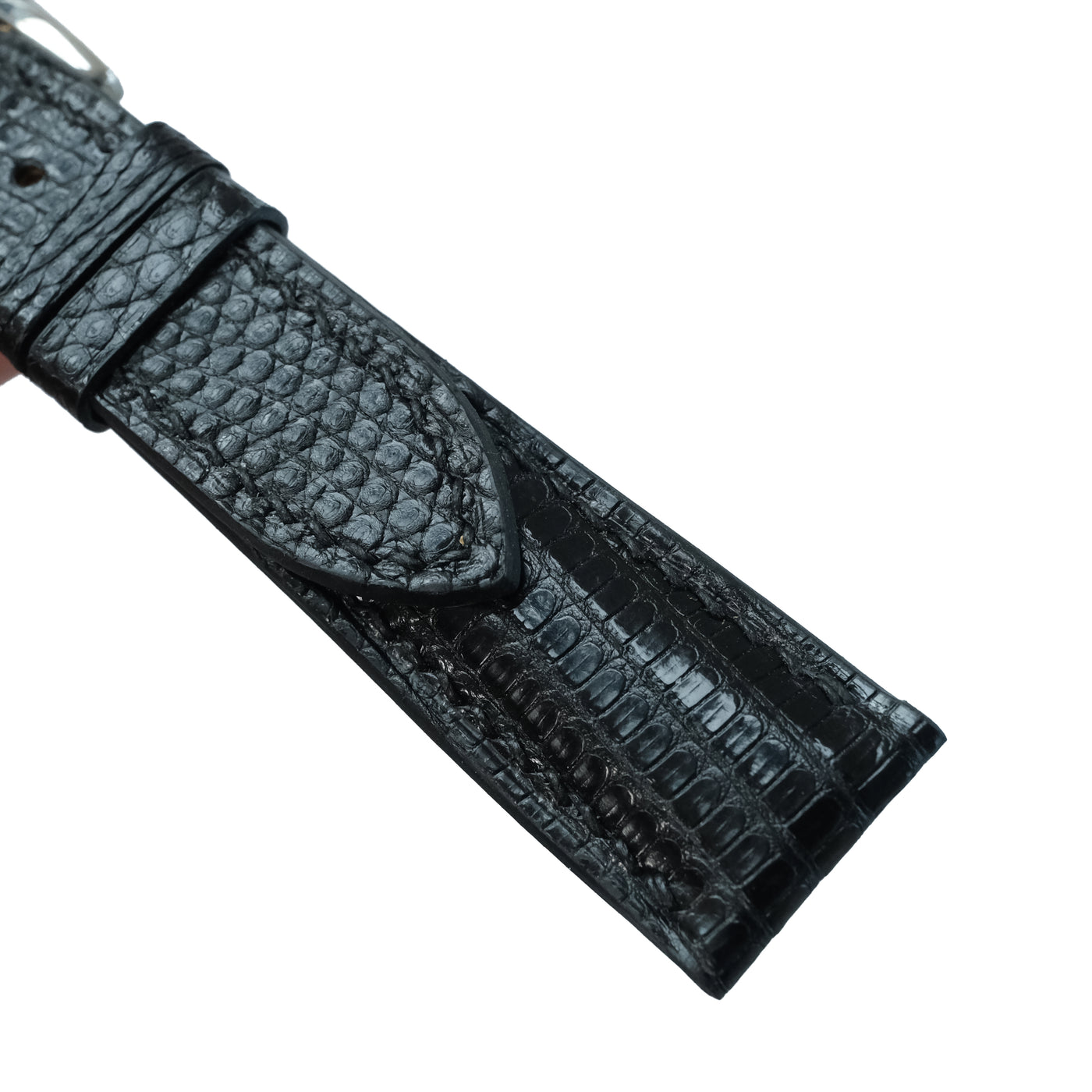 Flat Black Lizard Leather Watch Strap