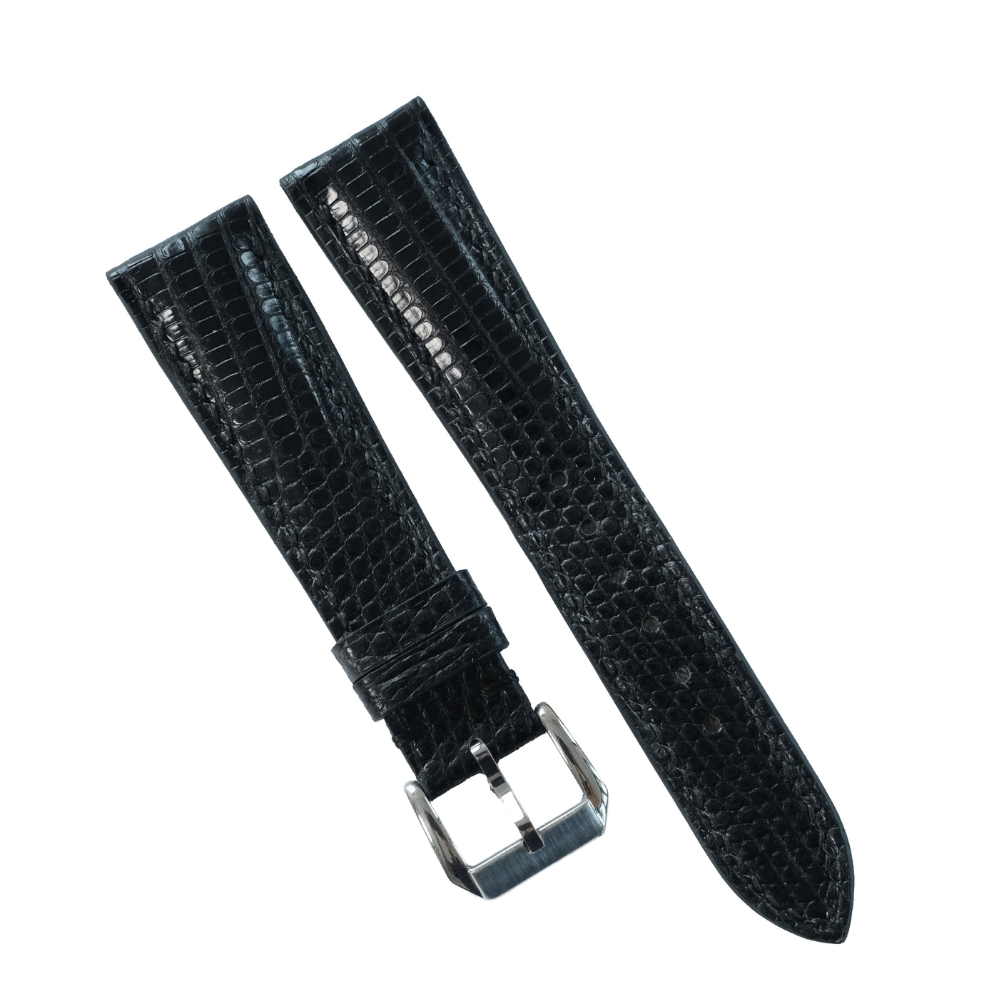 Flat Black Lizard Leather Watch Strap
