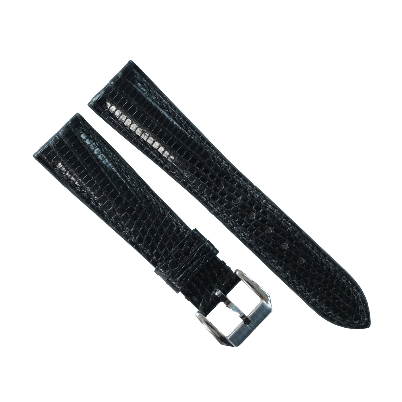 Flat Black Lizard Leather Watch Strap