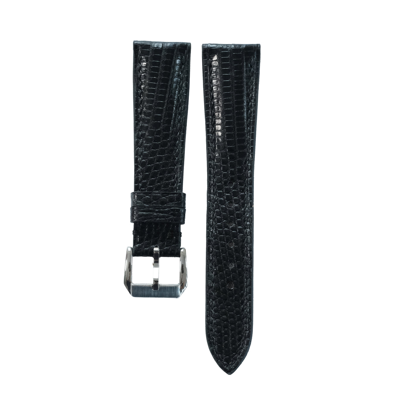 Flat Black Lizard Leather Watch Strap