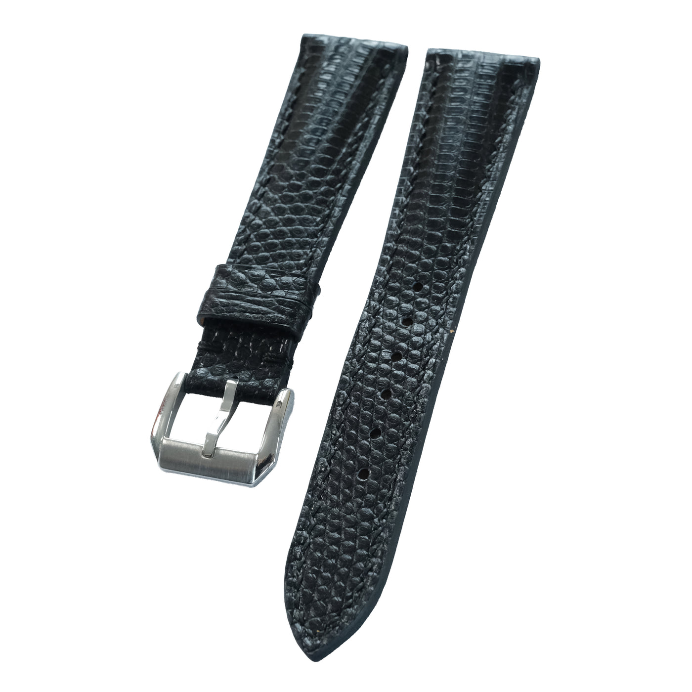 Flat Black Lizard Leather Watch Strap