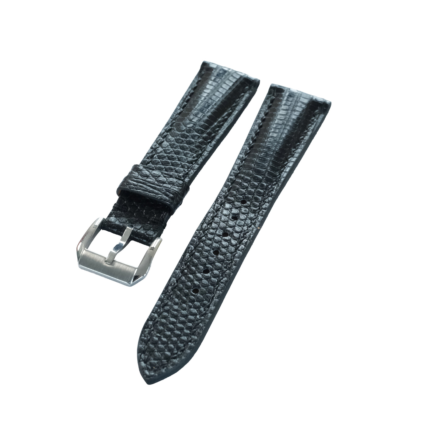 Flat Black Lizard Leather Watch Strap