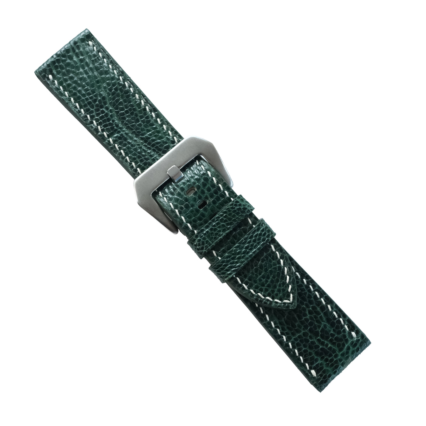 Flat Forest Green Lizard Leather Watch Strap