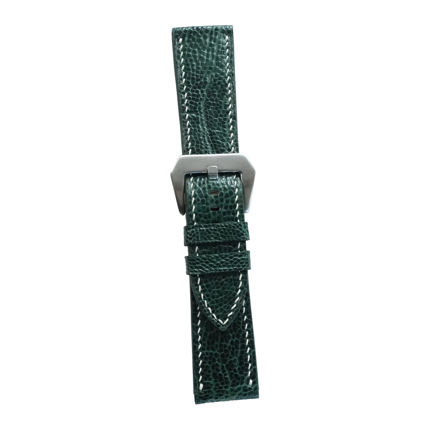 Flat Forest Green Lizard Leather Watch Strap