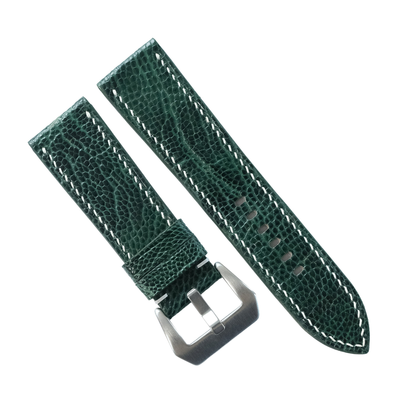 Flat Forest Green Lizard Leather Watch Strap