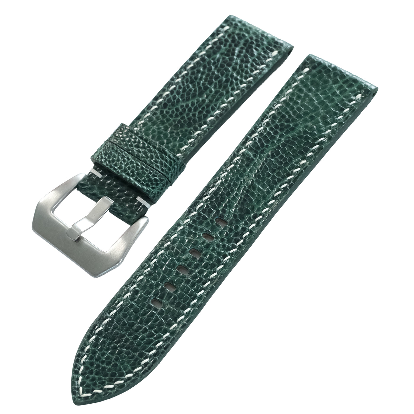 Flat Forest Green Lizard Leather Watch Strap