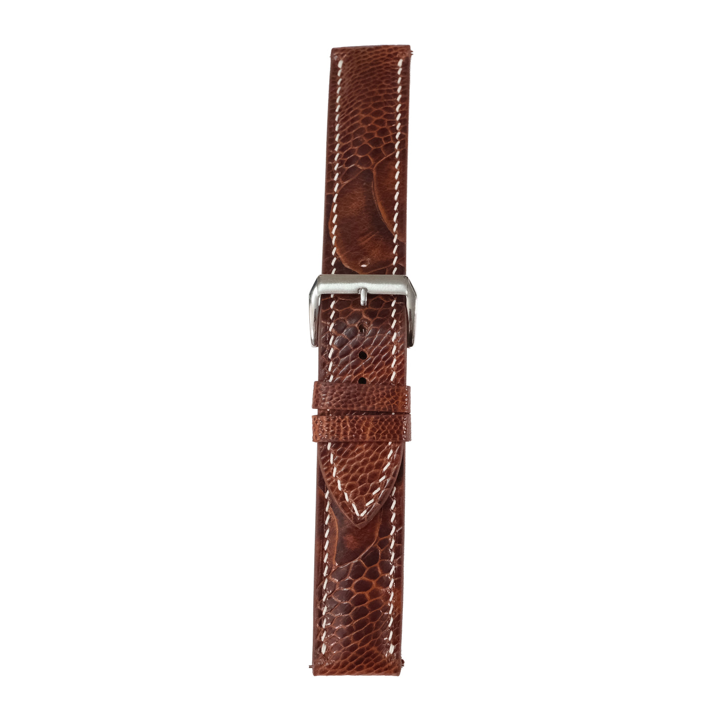Padded Chestnut Ostrich Leather Watch Strap