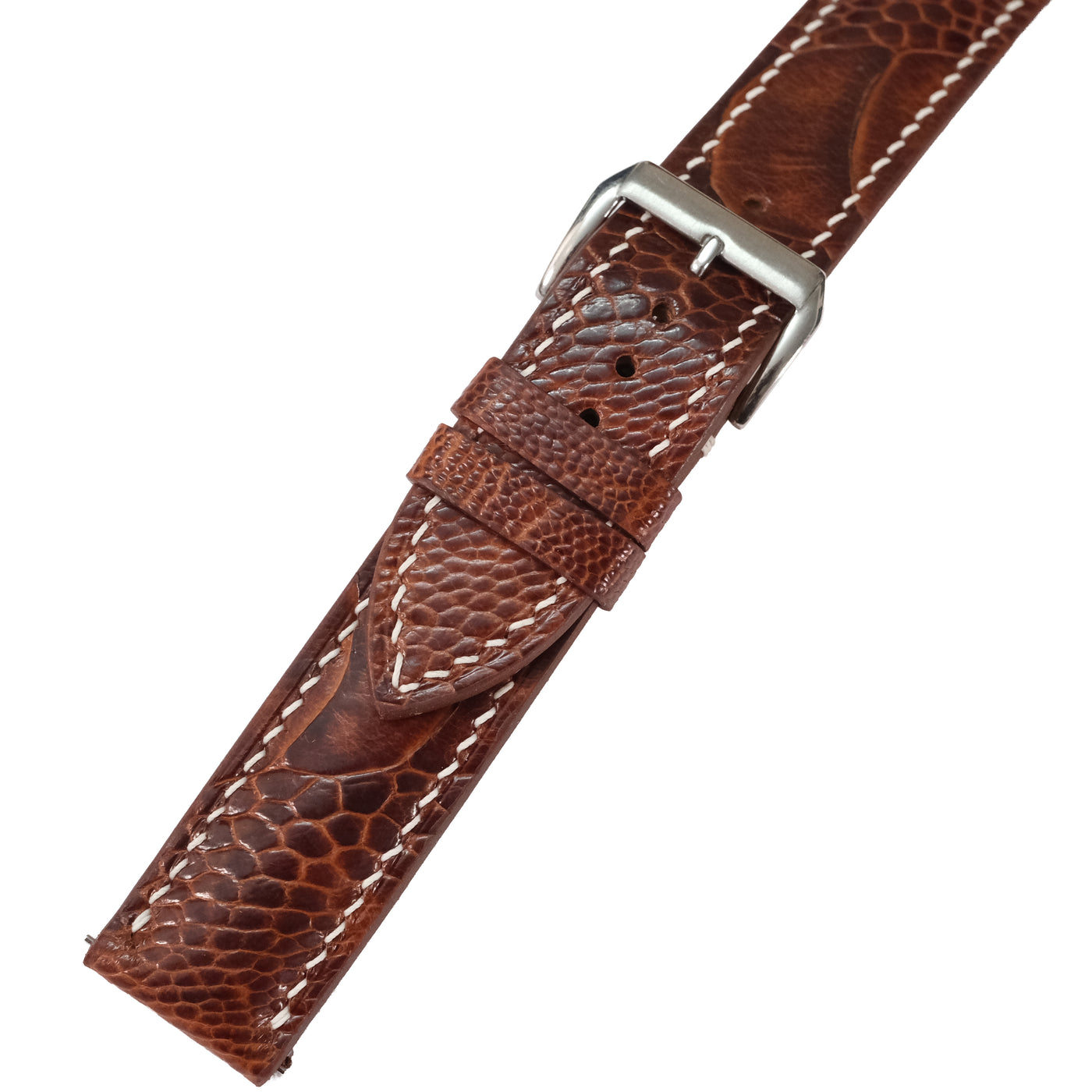Padded Chestnut Ostrich Leather Watch Strap