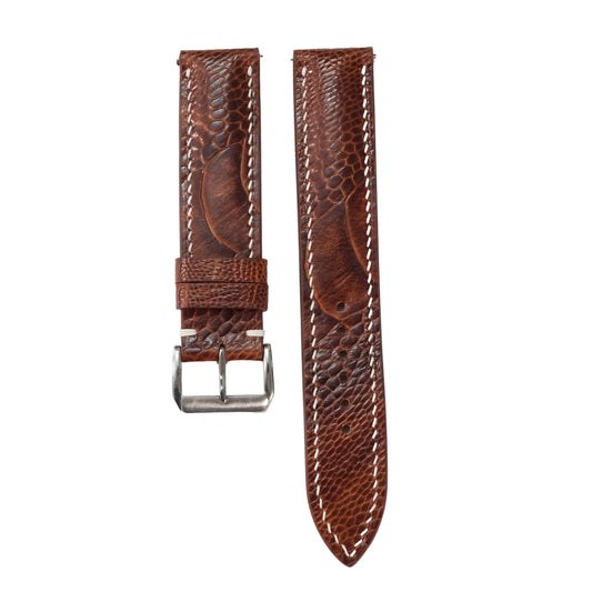 Chestnut Ostrich Leather Watch Strap