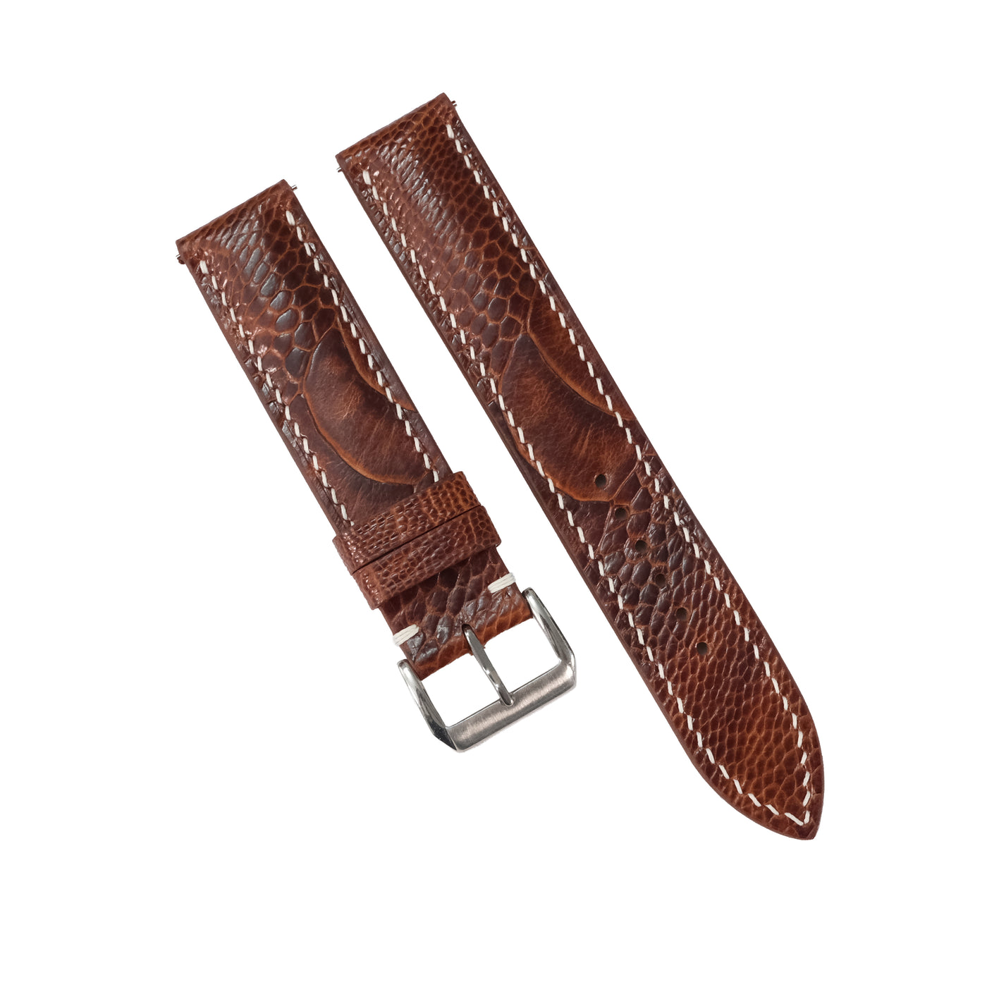 Padded Chestnut Ostrich Leather Watch Strap