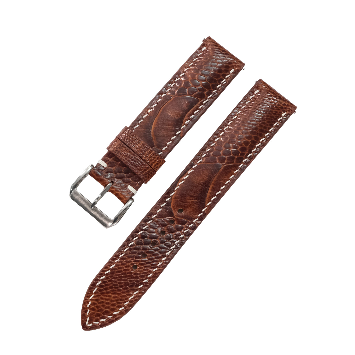 Padded Chestnut Ostrich Leather Watch Strap
