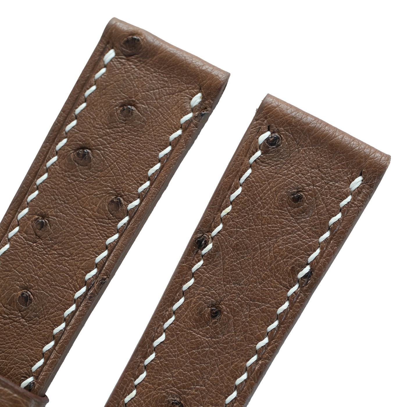 Flat Brown Ostrich Leather Watch Strap