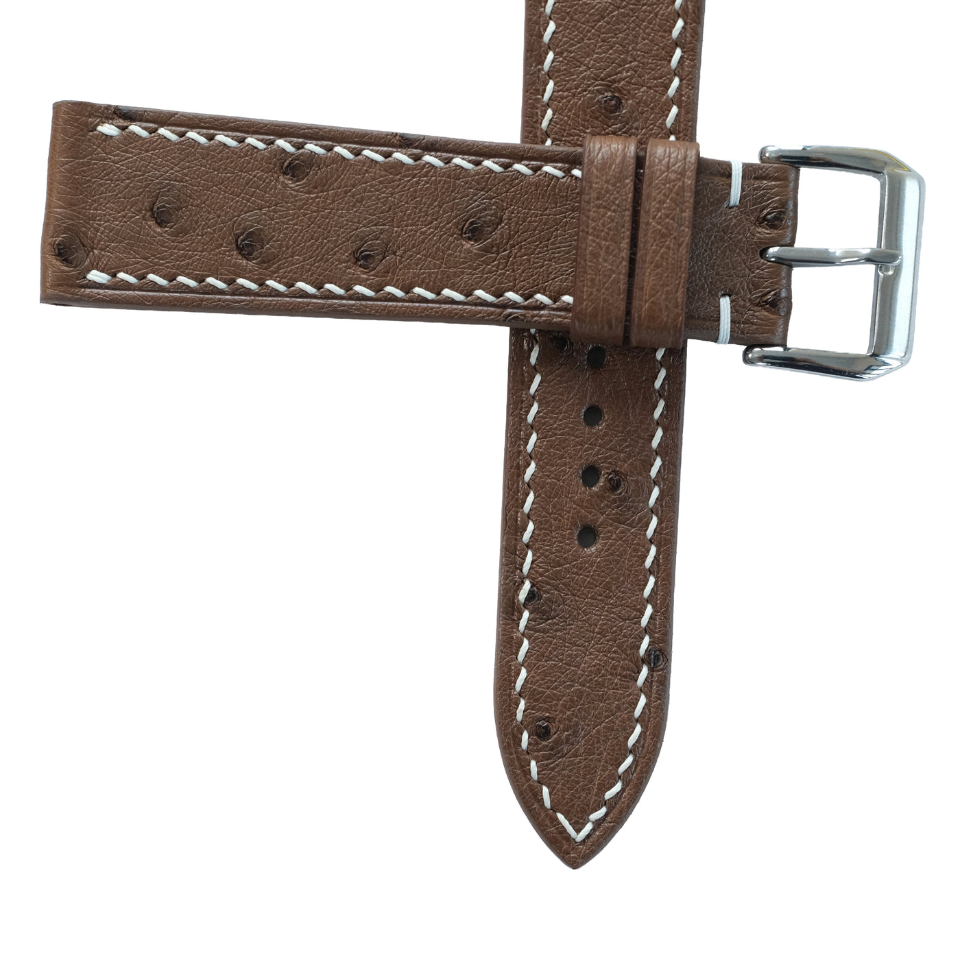 Flat Brown Ostrich Leather Watch Strap