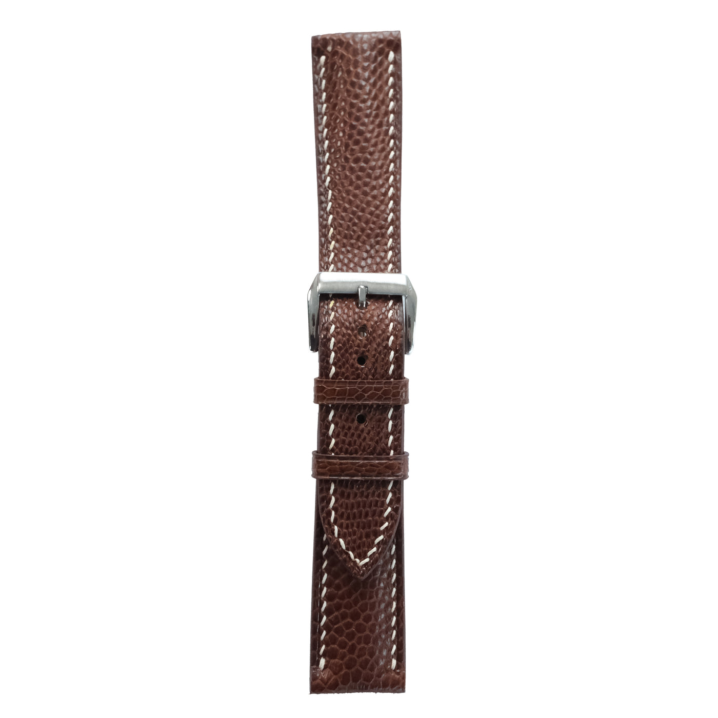 Flat Chestnut Ostrich Leather Watch Strap