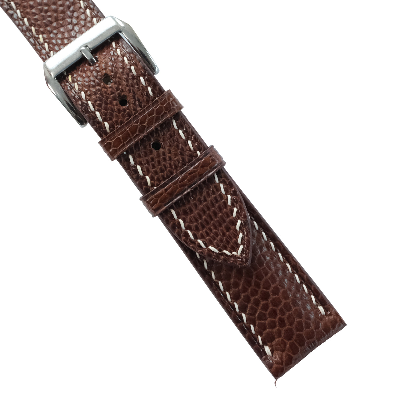 Flat Chestnut Ostrich Leather Watch Strap