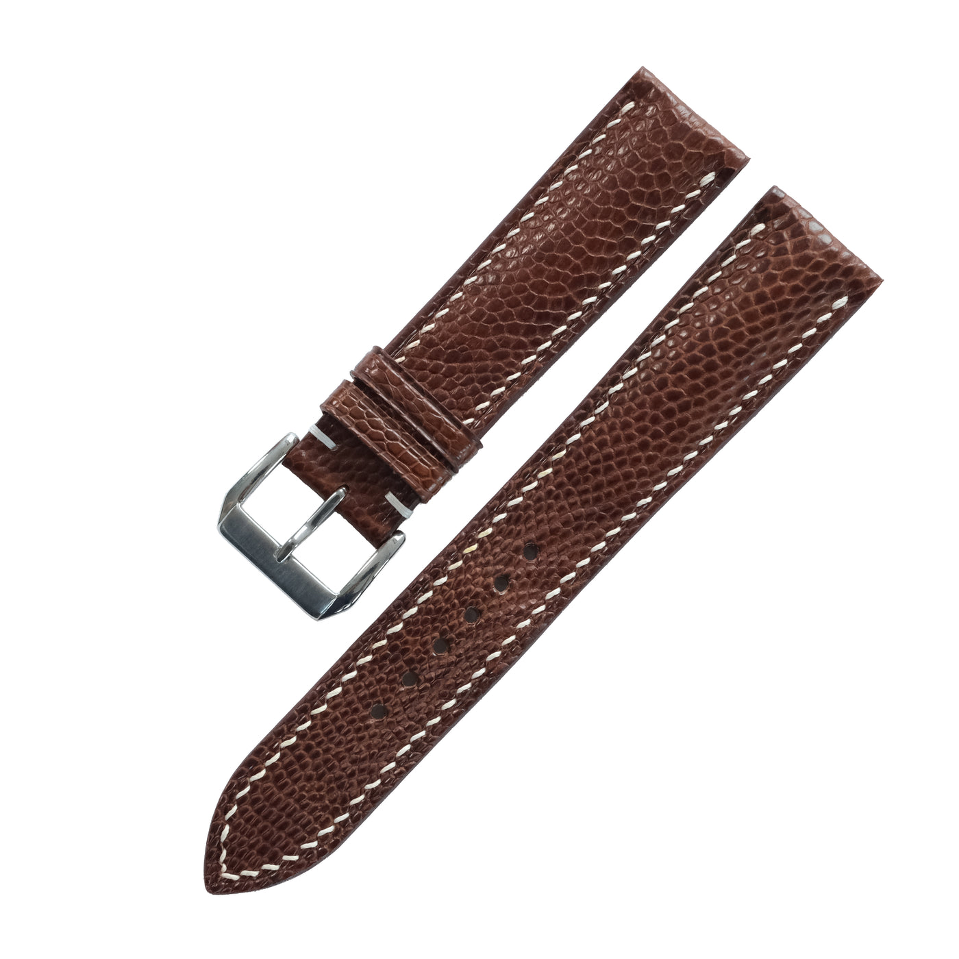 Flat Chestnut Ostrich Leather Watch Strap