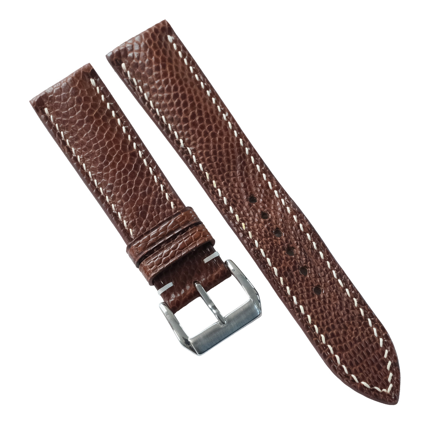 Flat Chestnut Ostrich Leather Watch Strap