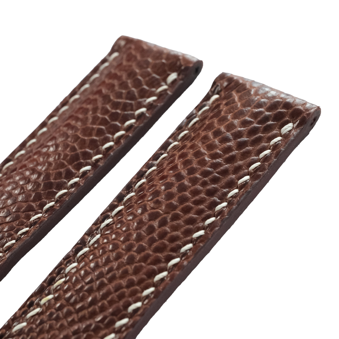Flat Chestnut Ostrich Leather Watch Strap
