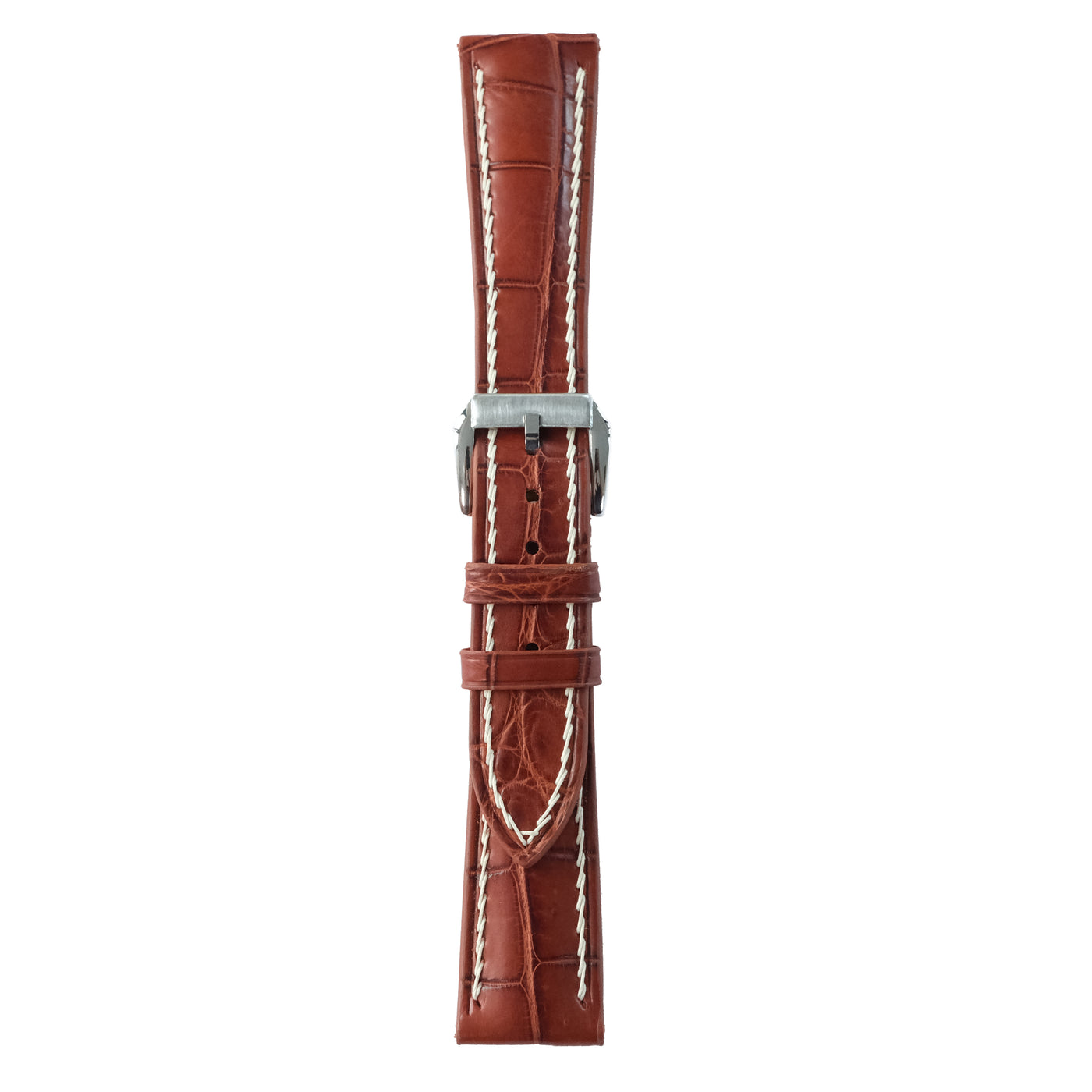 Flat Chestnut Ostrich Leather Watch Strap