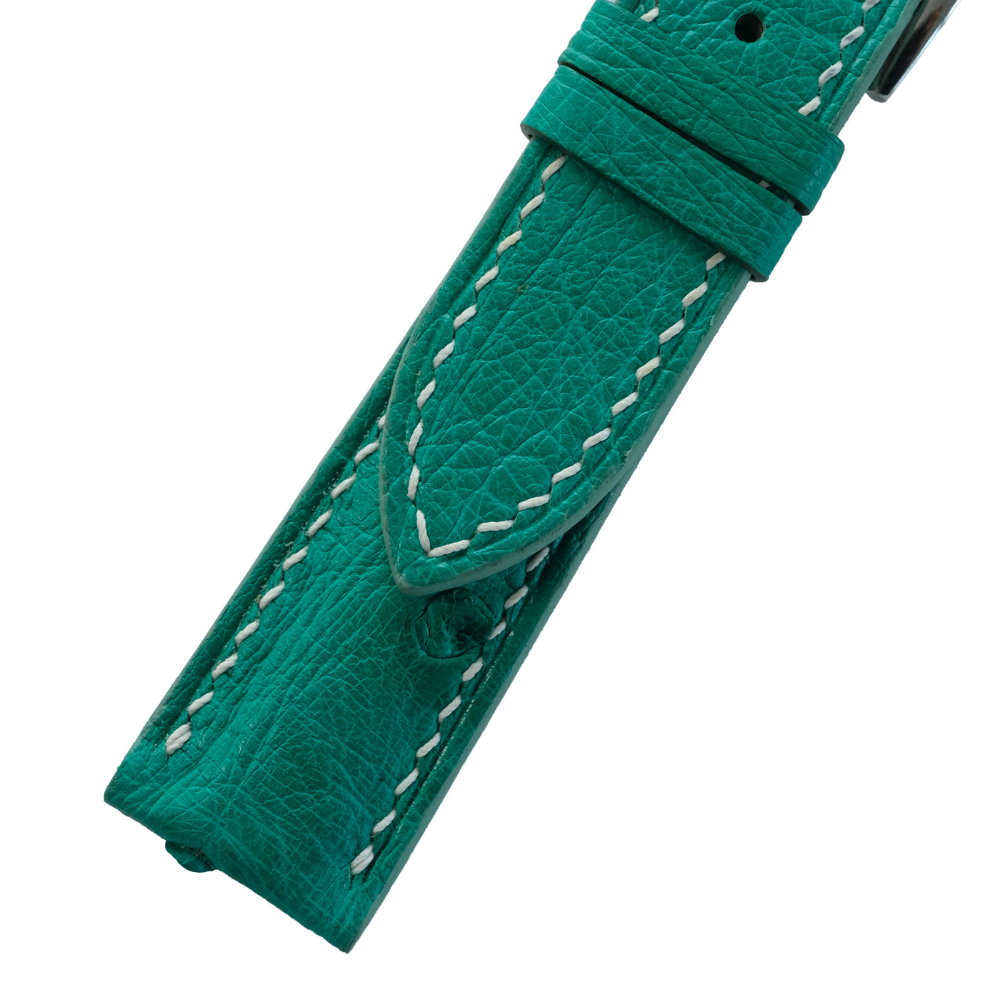 Flat Emerald Green Ostrich Leather Watch Strap