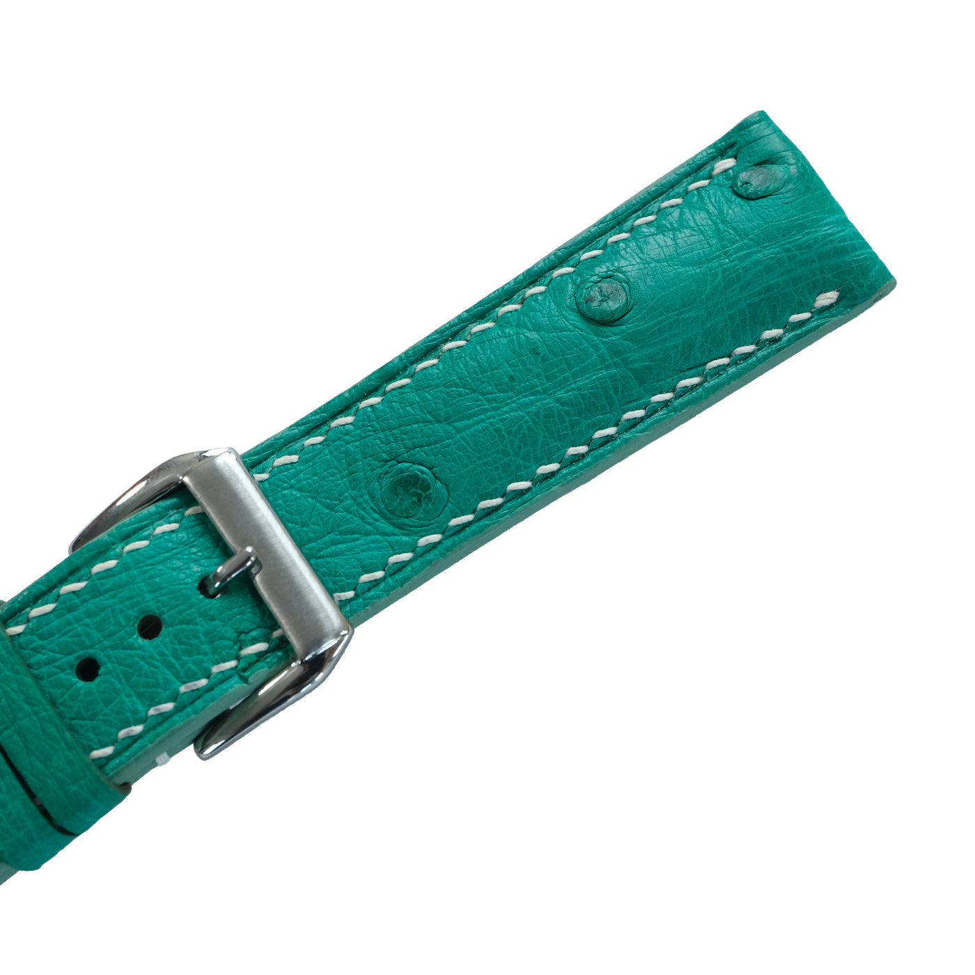 Flat Emerald Green Ostrich Leather Watch Strap