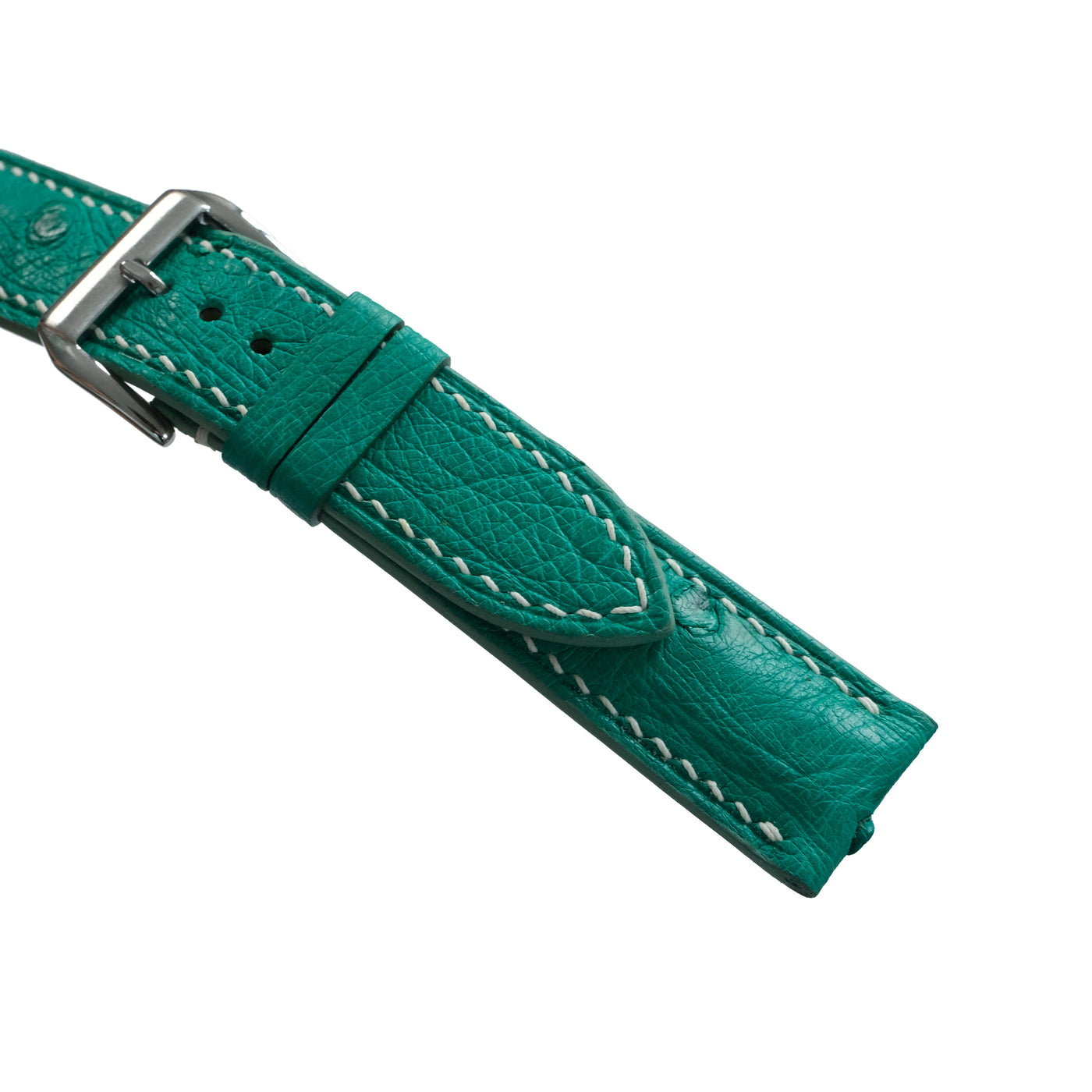 Flat Emerald Green Ostrich Leather Watch Strap
