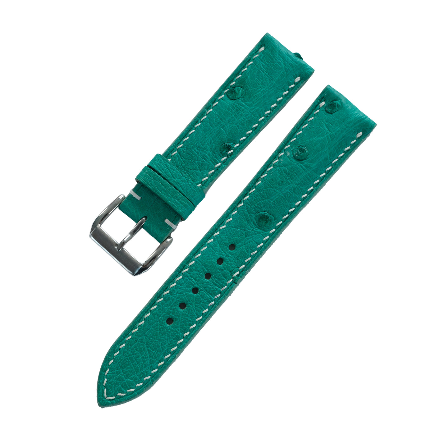 Flat Emerald Green Ostrich Leather Watch Strap