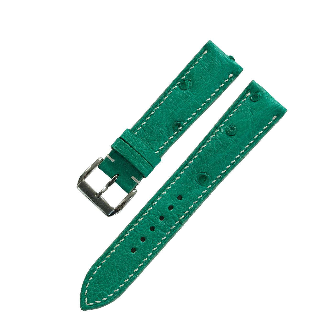 Flat Emerald Green Ostrich Leather Watch Strap