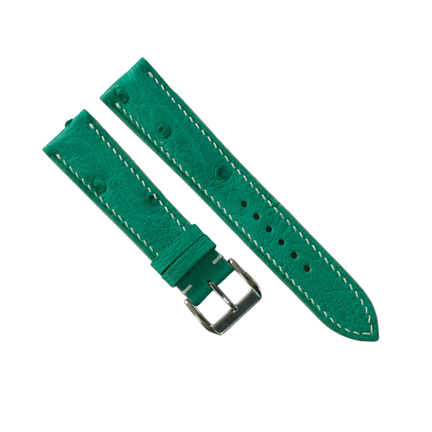 Flat Emerald Green Ostrich Leather Watch Strap